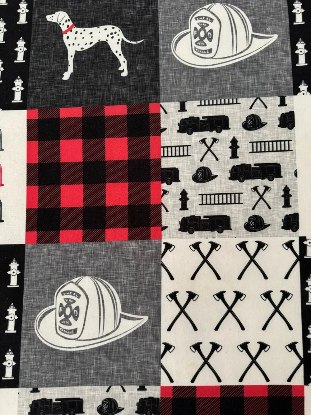 Gorgeous Firefighter Theme Faux-Patchwork Multi-Use Square Cloth 🚒